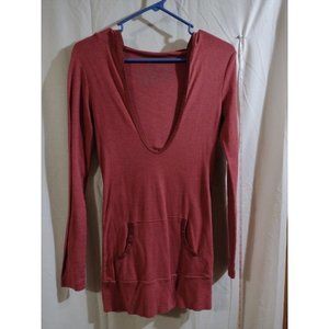 Size Med Long Sleeve Top with deep neck and hood